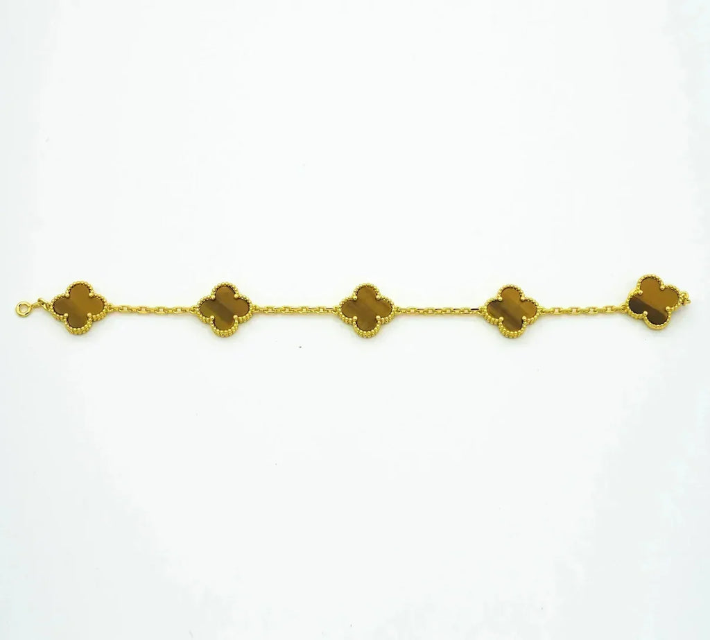 [⭐JeweliWhal] CLOVER 5 MOTIFS TIGER EYE BRACELET COLLECTION