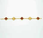 [⭐JeweliWhal] CLOVER 5 MOTIF RED CORNELIAN BRACELET COLLECTION