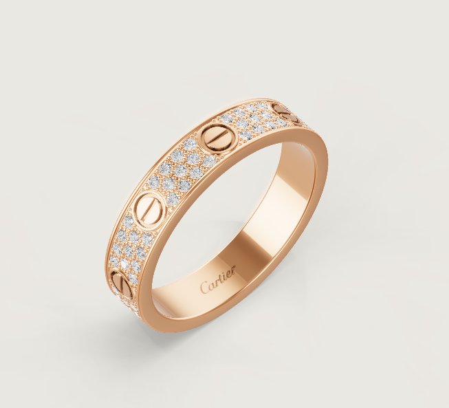 [⭐JeweliWhal]LOVE RING 4mm-wide full-diamond ring Rose Gold