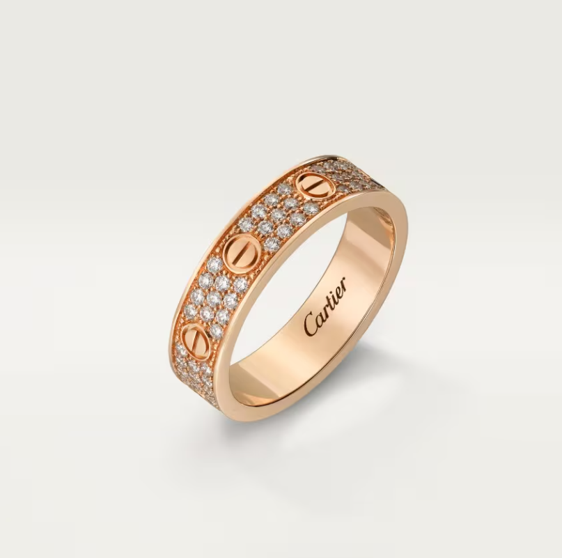 [⭐JeweliWhal]LOVE RING 4mm-wide full-diamond ring Rose Gold