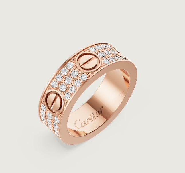 [⭐JeweliWhal]LOVE RING 6.5mm-wide full-diamond ring Rose Gold