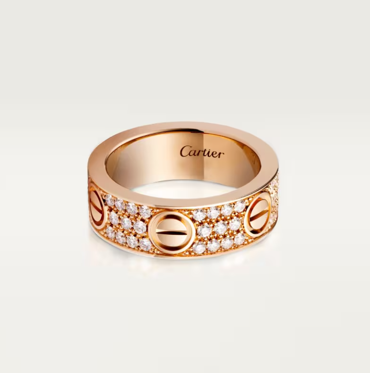 [⭐JeweliWhal]LOVE RING 6.5mm-wide full-diamond ring Rose Gold