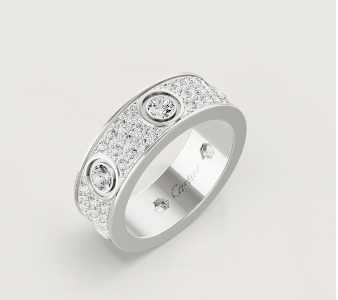 [⭐JeweliWhal]LOVE RING 6.5MM Full Diamond, 6 Major Diamonds Silver