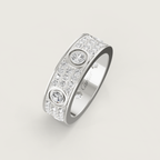 [⭐JeweliWhal]LOVE RING 6.5MM Full Diamond, 6 Major Diamonds Silver