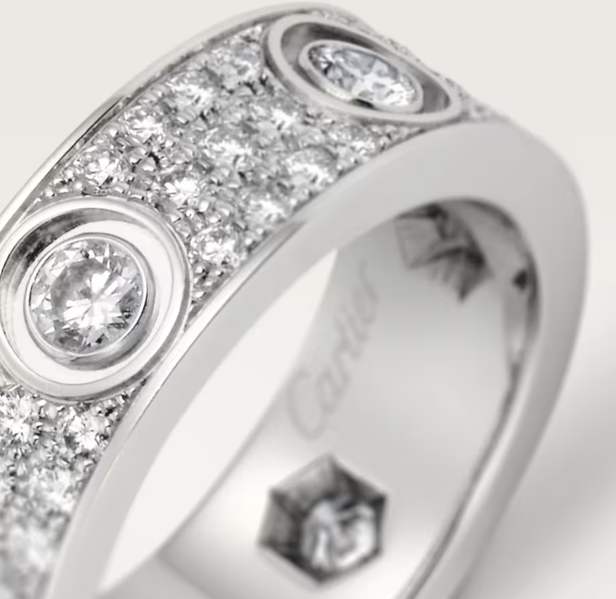 [⭐JeweliWhal]LOVE RING 6.5MM Full Diamond, 6 Major Diamonds Silver