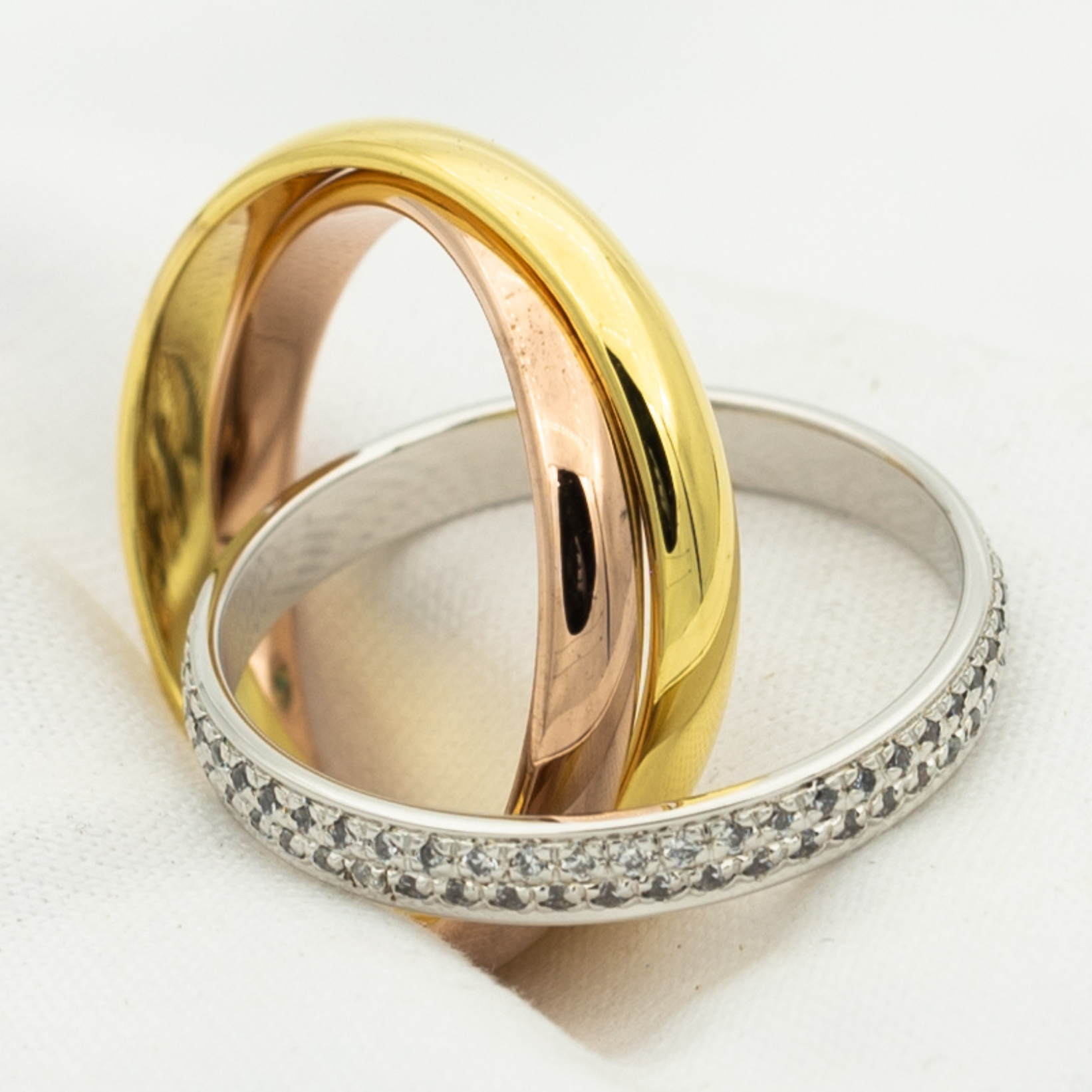 Jewelicorn Dreifaltigkeitsring Gold Roségold Silber Diamanten 