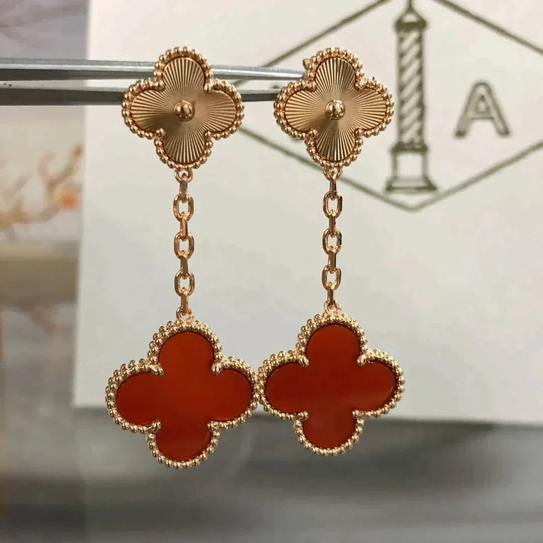 ¡®Jewelicorn¡¯CLOVER 2 MOTIF  LASER CARNELIAN EARRINGS
