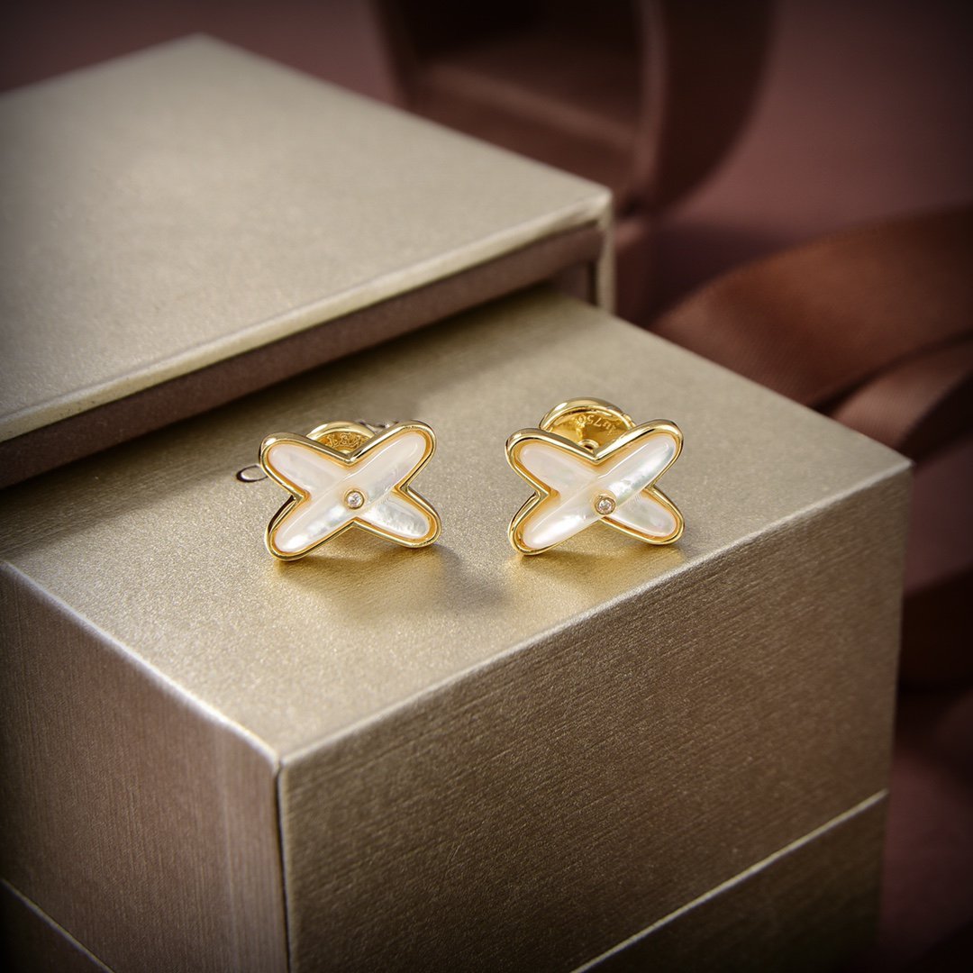 ¡®Jewelicorn¡¯JEUX DE WHITE MOP GOLD DIAMOND EARRINGS