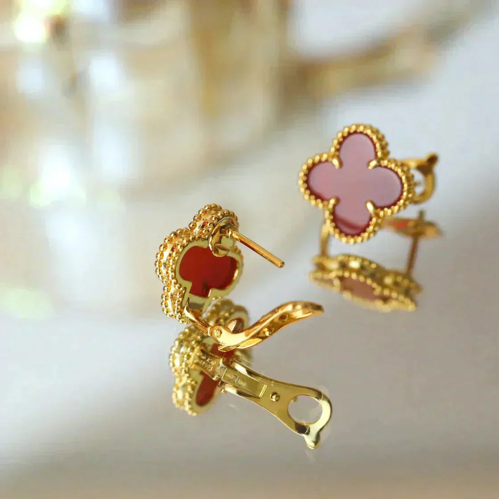 Jewelicorn – Kleeblatt-Ohrringe, mittelgroß, 1 Motiv, Karneol