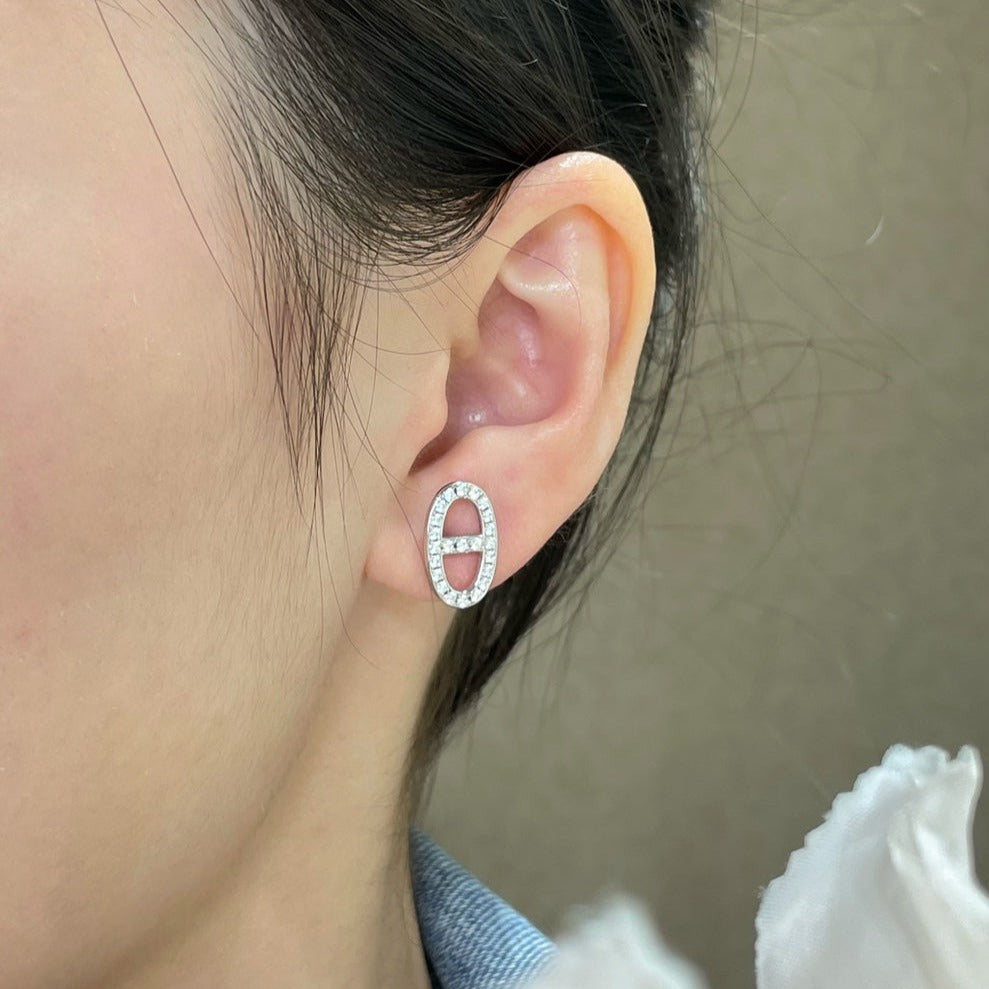 ¡®Jewelicorn¡¯HM FULL DIAMOND PIG NOSE STUD EARRINGS