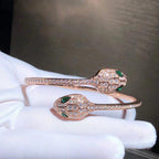 ¡®Jewelicorn¡¯SERPENTI BRACELET PINK GOLD MALACHITE DIAMOND DOUBLE SNAKE