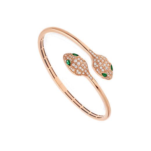 ¡®Jewelicorn¡¯SERPENTI ARMBAND ROSA GOLD MALACHIT DIAMANT DOPPELSCHLANGE