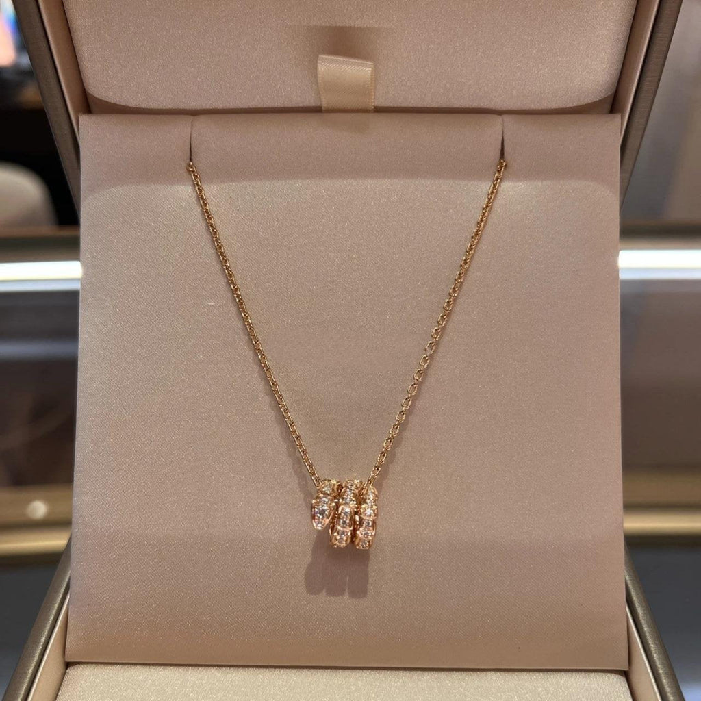¡®Jewelicorn¡¯SERPENTI PINK GOLD NECKLACE DOUBLE RING DIAMOND
