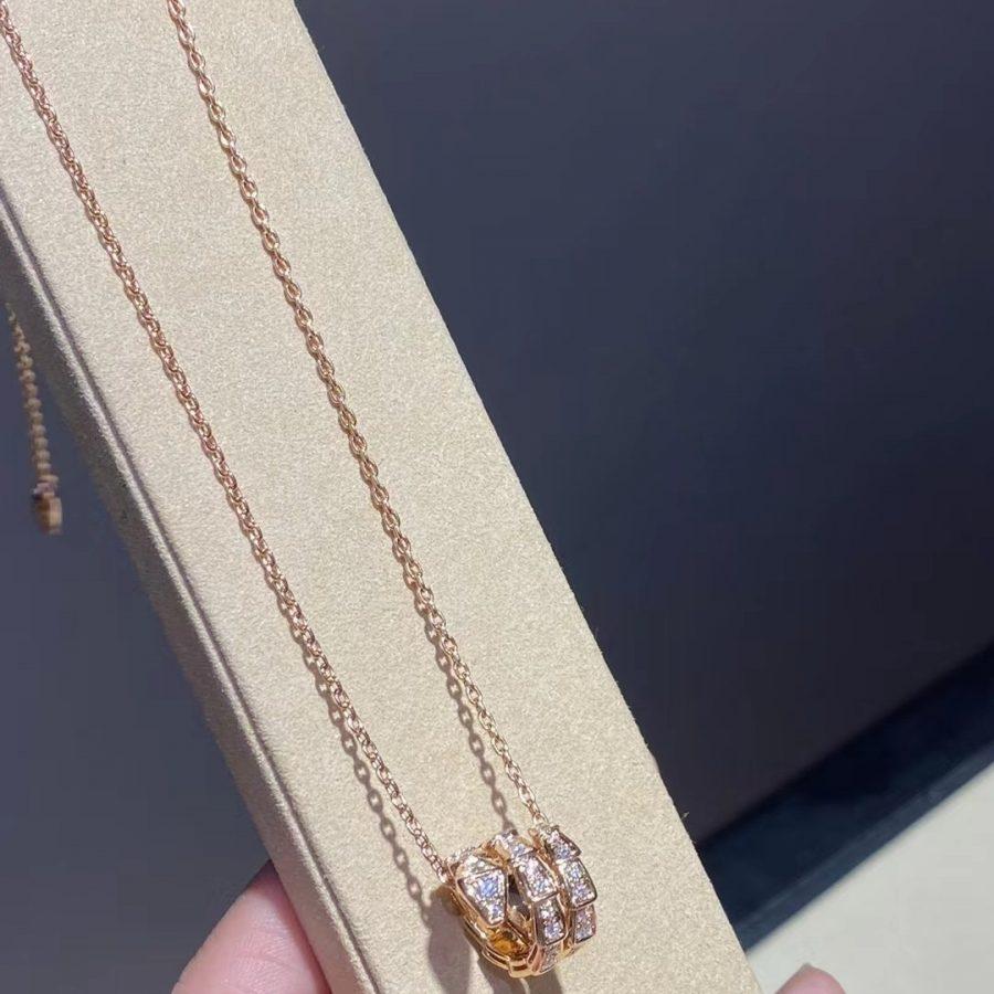 ¡®Jewelicorn¡¯SERPENTI PINK GOLD NECKLACE DOUBLE RING DIAMOND