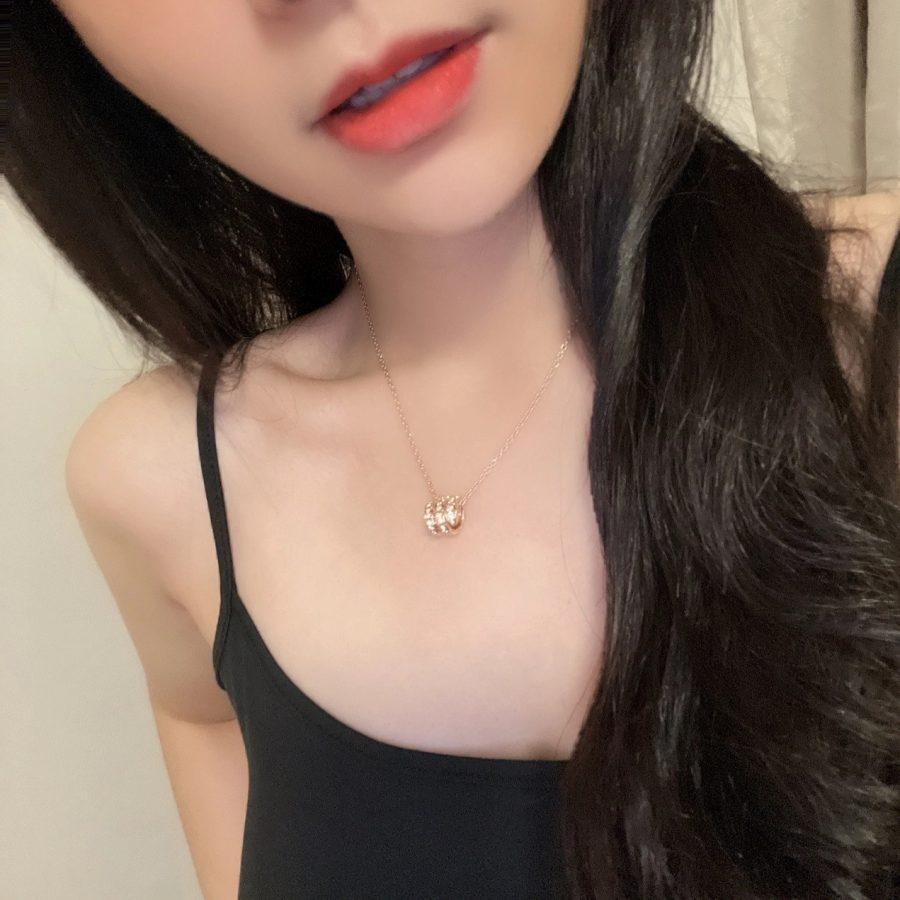 ¡®Jewelicorn¡¯SERPENTI PINK GOLD NECKLACE DOUBLE RING DIAMOND