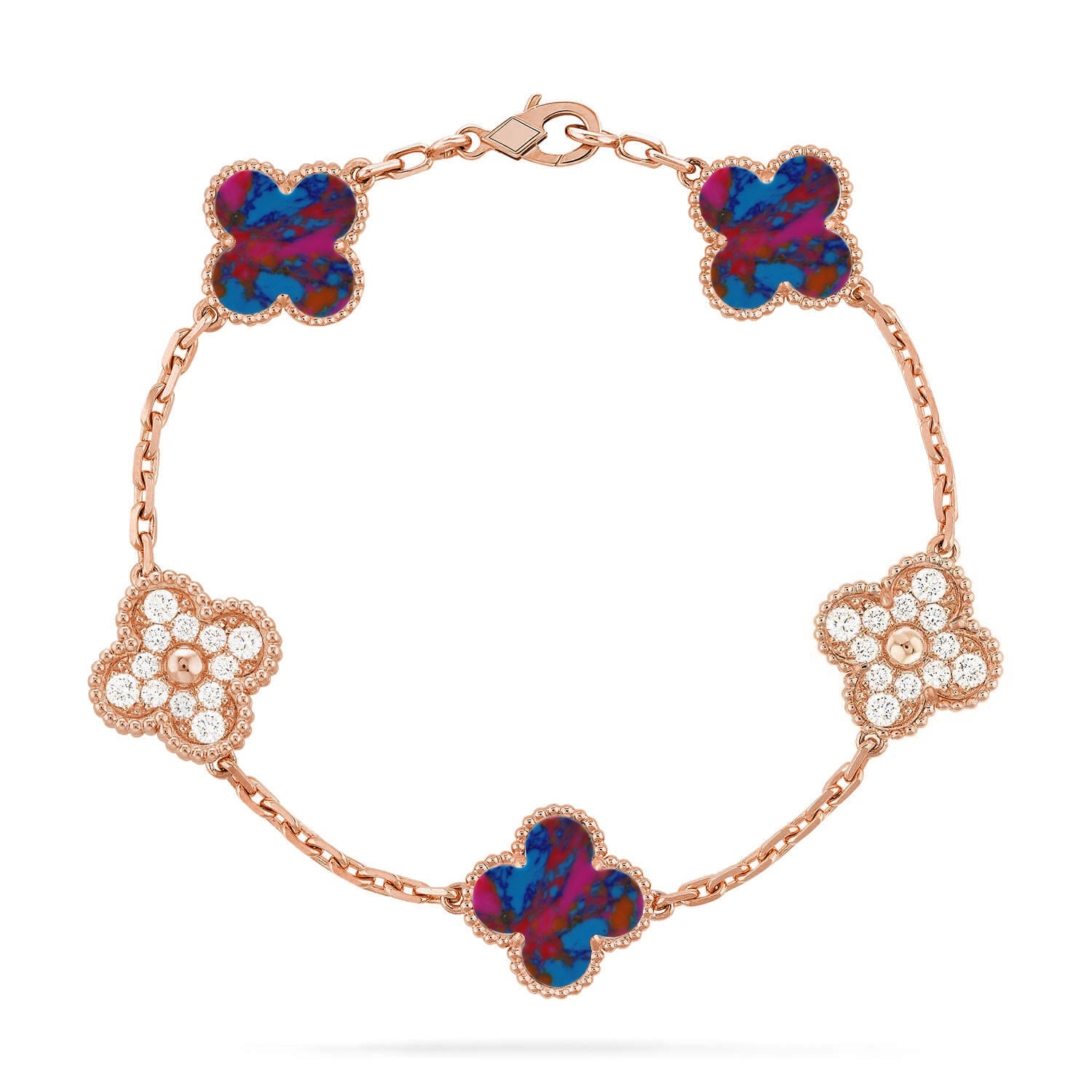 [⭐JeweliWhal]CLOVER 5 MOTIF COLOR GEMSTONES BRACELET COLLECTION