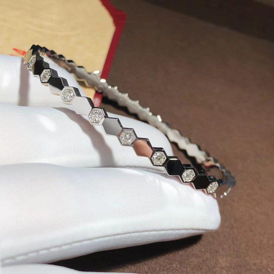 ®Jewelicorn® ビーラブ シルバー ダイヤモンド ブレスレット