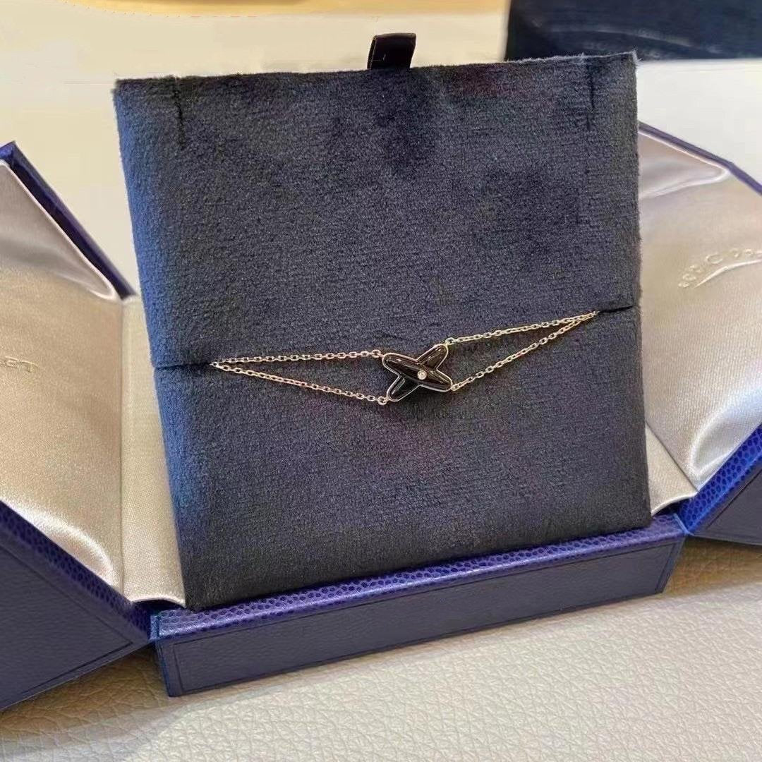 ®Jewelicorn® JEUX ブレスレット オニキス ピンクゴールド ダイヤモンド1個