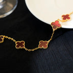 ¡®Jewelicorn¡¯CLOVER 5 MOTIFS RED AGATE  BRACELET