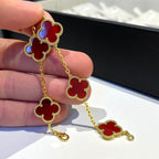 ¡®Jewelicorn¡¯CLOVER 5 MOTIFS RED AGATE  BRACELET