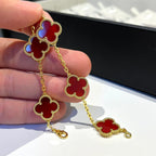 [⭐JeweliWhal] CLOVER 5 MOTIF RED CORNELIAN BRACELET COLLECTION
