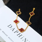 [⭐JeweliWhal] CLOVER 5 MOTIF RED CORNELIAN BRACELET COLLECTION