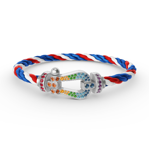 Jewelicorn FORC Großes Hufeisen-Armband mit farbigen Diamanten, Silber