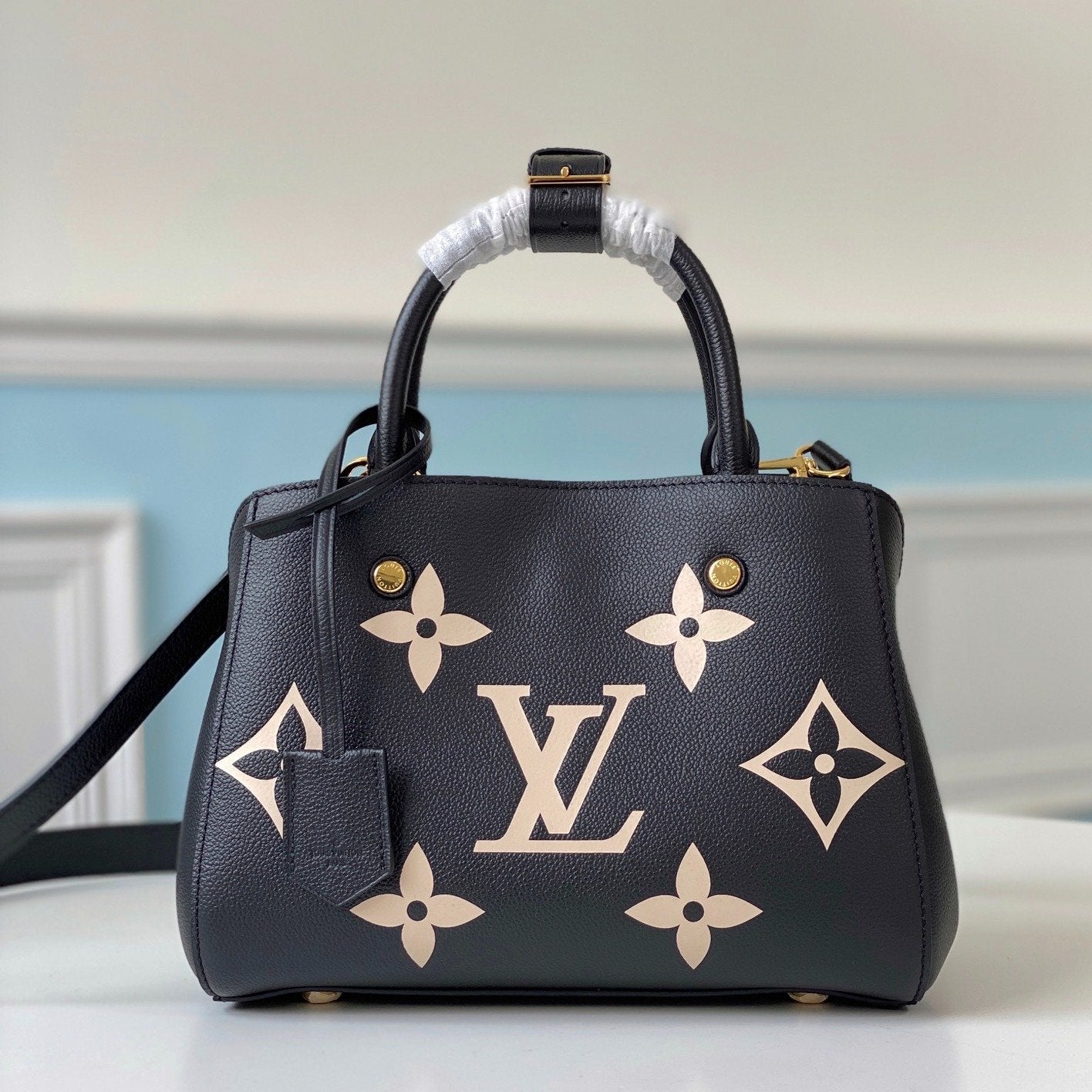 MONTAIGNE BB 29CM SCHWARZ BEIGE MONOGRAMM LEDER