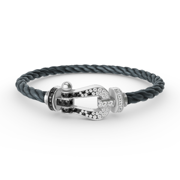 Jewelicorn FORCE Großes Hufeisen Schwarz Weiß Diamantarmband Silber