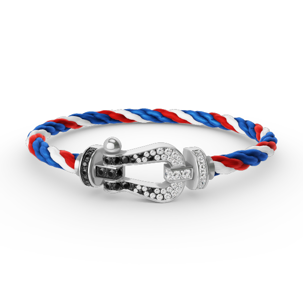 Jewelicorn FORCE Großes Hufeisen Schwarz Weiß Diamantarmband Silber