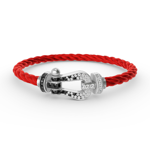 Jewelicorn FORCE Großes Hufeisen Schwarz Weiß Diamantarmband Silber