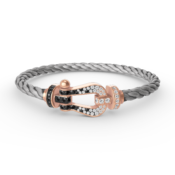 Jewelicorn FORCE Großes Hufeisen-Armband Schwarz Weiß Diamanten Roségold