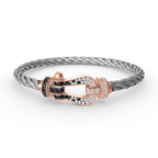 Jewelicorn FORCE Großes Hufeisen-Armband Schwarz Weiß Diamanten Roségold