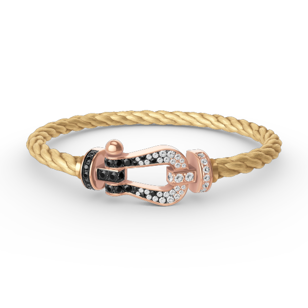 Jewelicorn FORCE Großes Hufeisen-Armband Schwarz Weiß Diamanten Roségold