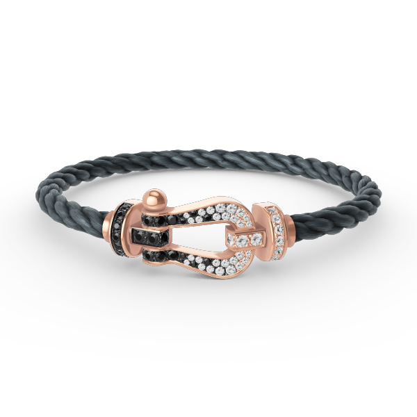 Jewelicorn FORCE Großes Hufeisen-Armband Schwarz Weiß Diamanten Roségold