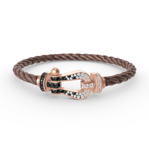 Jewelicorn FORCE Großes Hufeisen-Armband Schwarz Weiß Diamanten Roségold