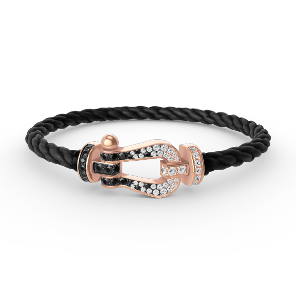 Jewelicorn FORCE Großes Hufeisen-Armband Schwarz Weiß Diamanten Roségold