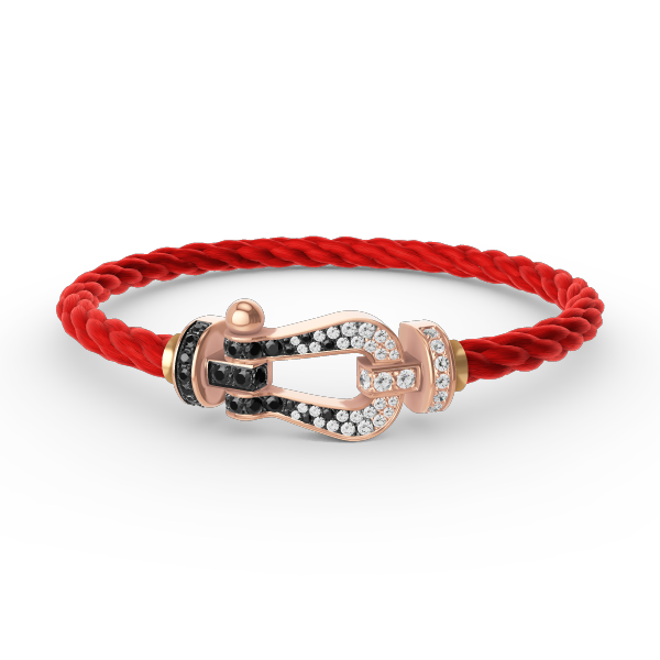 Jewelicorn FORCE Großes Hufeisen-Armband Schwarz Weiß Diamanten Roségold