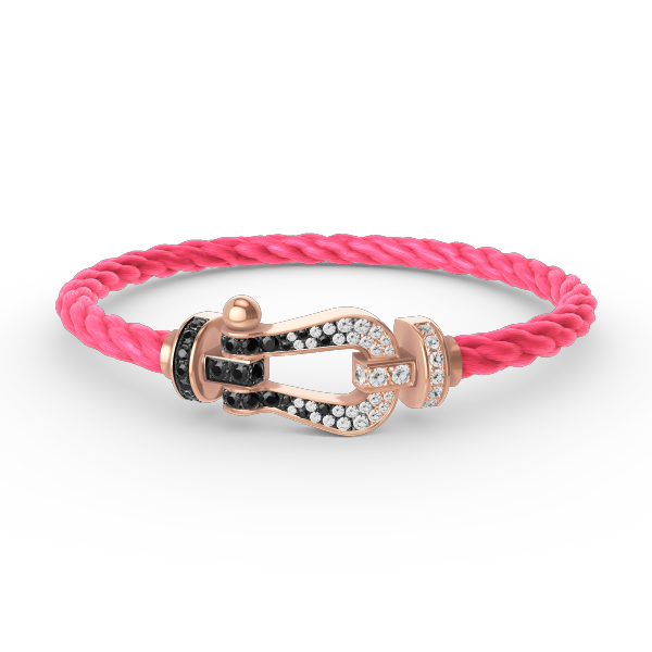 Jewelicorn FORCE Großes Hufeisen-Armband Schwarz Weiß Diamanten Roségold