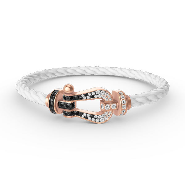 Jewelicorn FORCE Großes Hufeisen-Armband Schwarz Weiß Diamanten Roségold