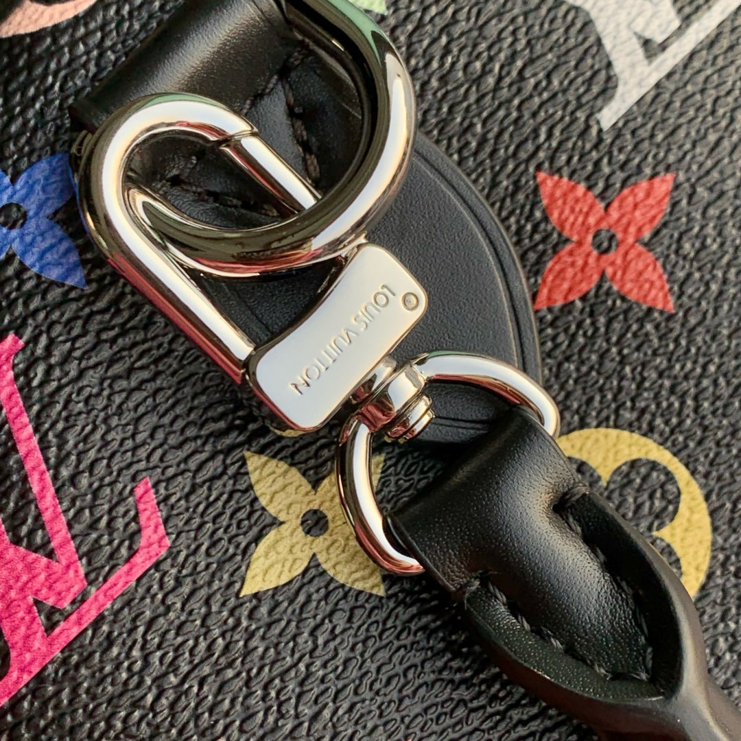 SPEEDY SOFT 30 IN COLORFUL MONOGRAM PATTERN AND BLACK COATED CANVAS