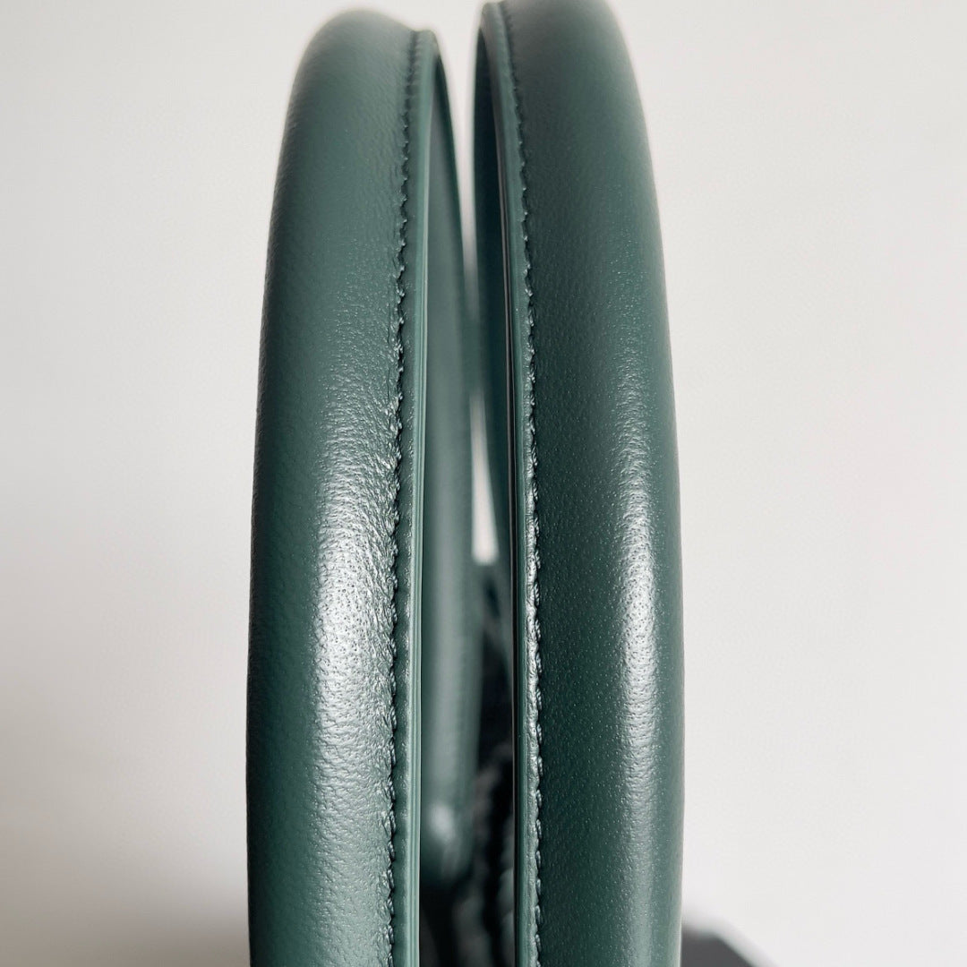 BOTTEGA VENETA 25S LARGE CABAT BAG 51 IN DEEP SLATE GREEN LAMBSKIN