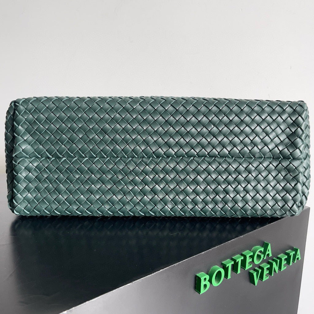BOTTEGA VENETA 25S LARGE CABAT BAG 51 IN DEEP SLATE GREEN LAMBSKIN