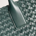 BOTTEGA VENETA 25S LARGE CABAT BAG 51 IN DEEP SLATE GREEN LAMBSKIN