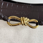 BOTTEGA VENETA 25S MEDIUM ANDIAMO 32 IN ELFENBEIN DUNKELBRAUN KALBSLEDER UND CANVAS