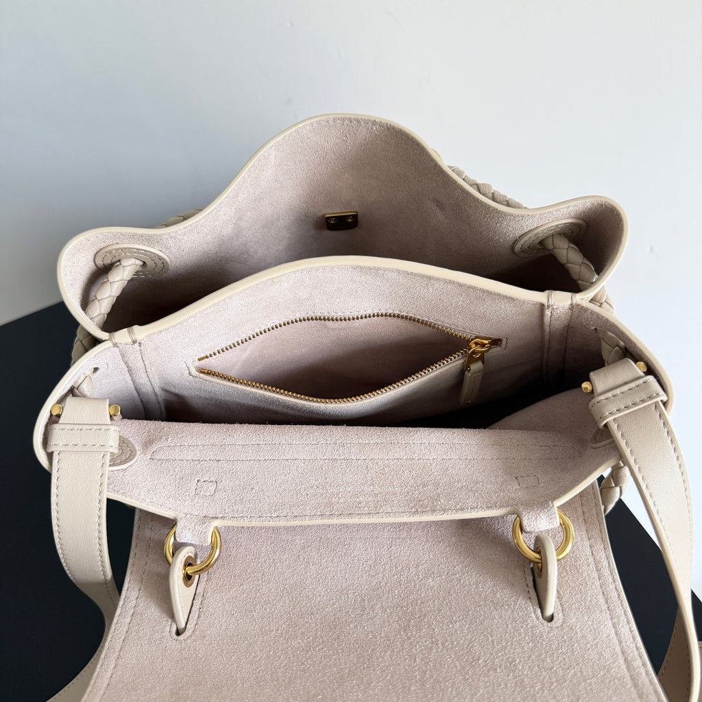 BOTTEGA VENETA 25S MEDIUM CIAO CIAO BAG 26 IN LIGHT WARM BEIGE CALFSKIN