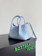 BOTTEGA VENETA 25S SMALL PINACOTECA REVERSIBLE BAG 24 IN LIGHT BLUE CALFSKIN