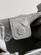 BOTTEGA VENETA 25S SMALL PARACHUTE 21 IN LIGHT GRAY CALFSKIN GOLD HARDWARE