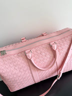 BOTTEGA VENETA 25S INTRECCIATO CABIN DUFFLE 55 IN LIGHT PINK CALFSKIN
