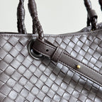 BOTTEGA VENETA 25S BASKET BAG 31 IN DARK BROWN CALFSKIN GOLD HARDWARE